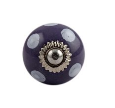 Purple Polka Dot Small Ceramic Cabinet Knob
